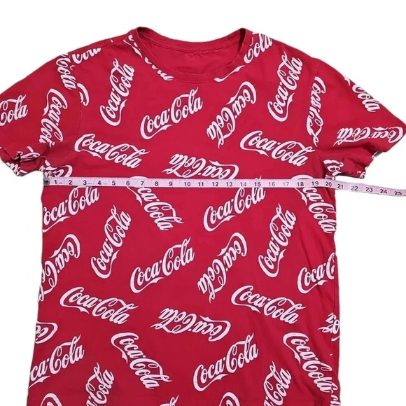 Coca Cola Large Red White All Over Print Logo T Shirt 90s Y2K Retro Graphic Tee - Picture 4 of 5
